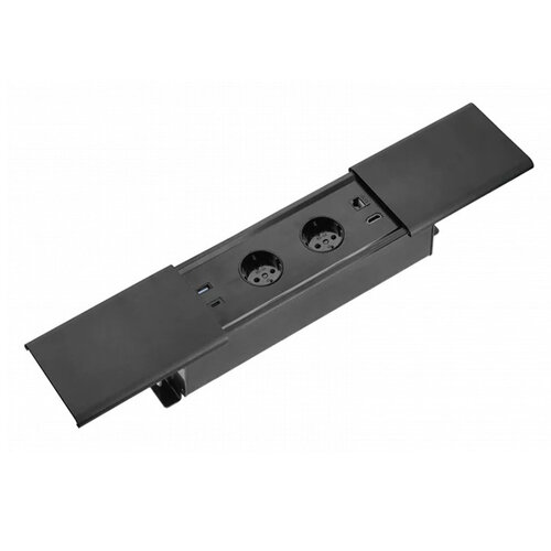 Prestino stopcontact met magnetisch schuifdek, zwart randaarding (NL)