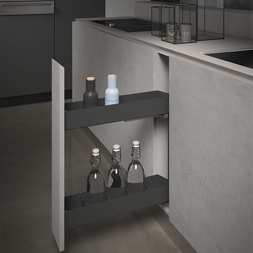 Uittrekelement Pro, antraciet, met wandmontage,  kastbreedte 200 mm 