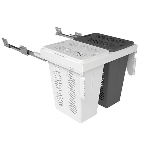 Inbouw wasmand, type Zebra, geschikt voor kastbreedte 600 mm, antraciet en wit