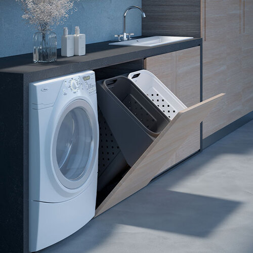 Inbouw wasmand, geschikt voor kastbreedte vanaf 600 mm, antraciet